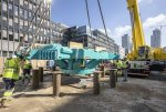 Anlieferung von Teilen der Tunnelvortriebsmaschine Baumaßnahmen Verlängerung U5 Europaviertel