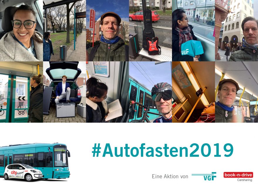 Unterwegs ohne Auto: Collage der teilnehmenden Personen "Autofasten 2019"